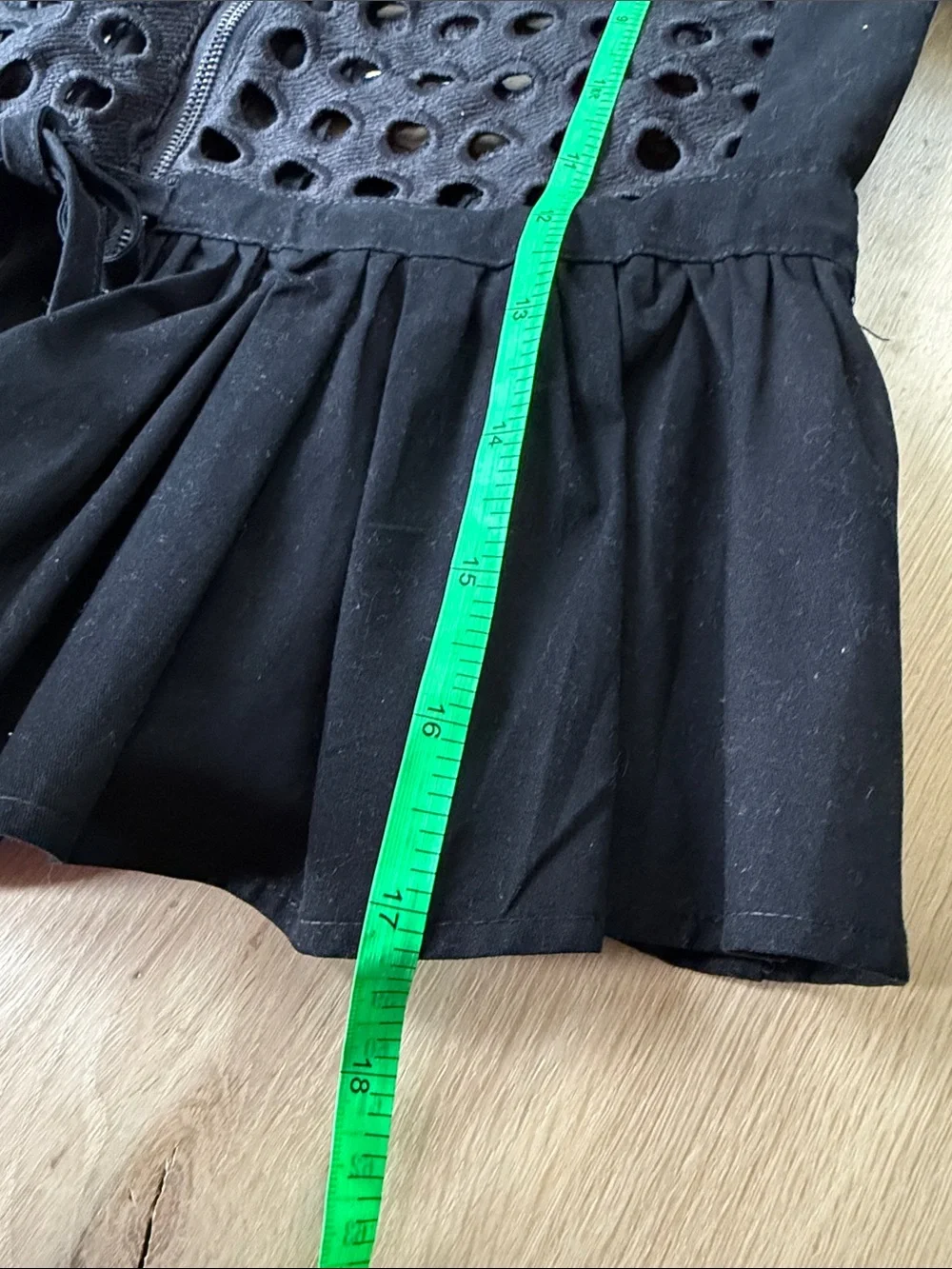 Gracia Black Eyelet Zip-Front Peplum Jacket